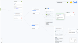 Vista de nodos para crear un chatbot Whatsapp